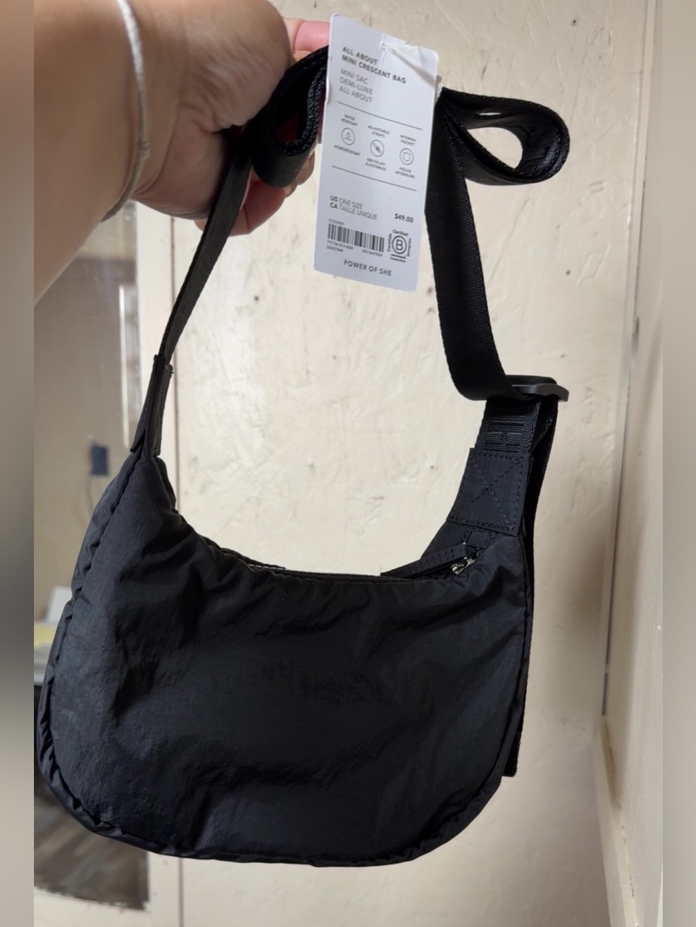 Athleta All About Mini Crescent Bag Black NWT